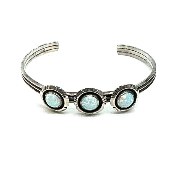 Sterling Opal Cuff by AB possibly Navajo